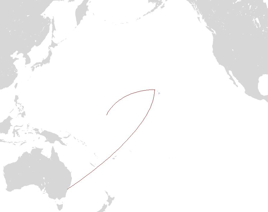 Overview from Sydney to Marshall islands